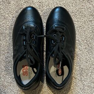 Black Leather SAS Womens Comfort Sneakers